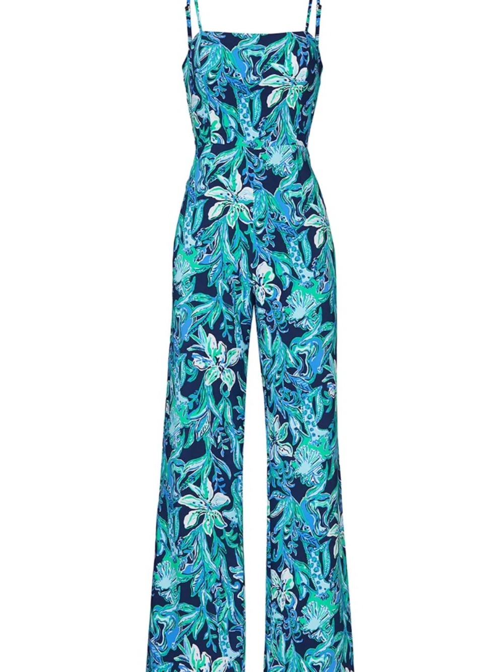Lilly Pulitzer Nila Jumpsuit High Tide Navy Take It Or Leaf It Print - size 0